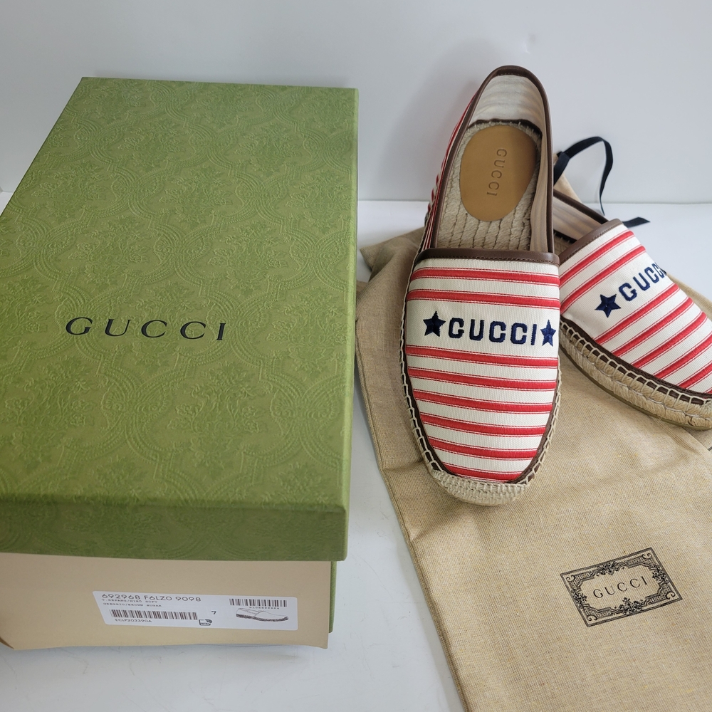 Gucci Red and White Striped Espadrilles - Picture 7 of 8